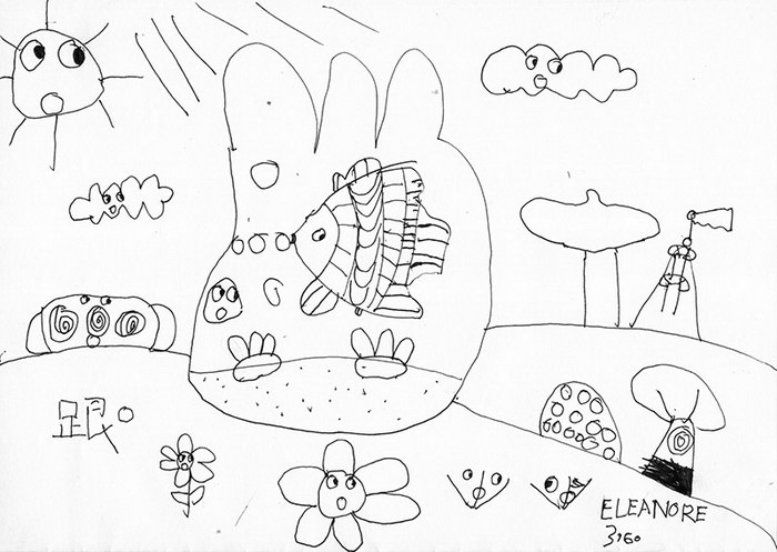 The little fish is lonely, so he find a lot of bubbles and draw their eyes#Painting#