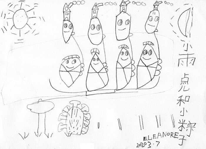 The little rice dumplings and little raindrops#Painting#