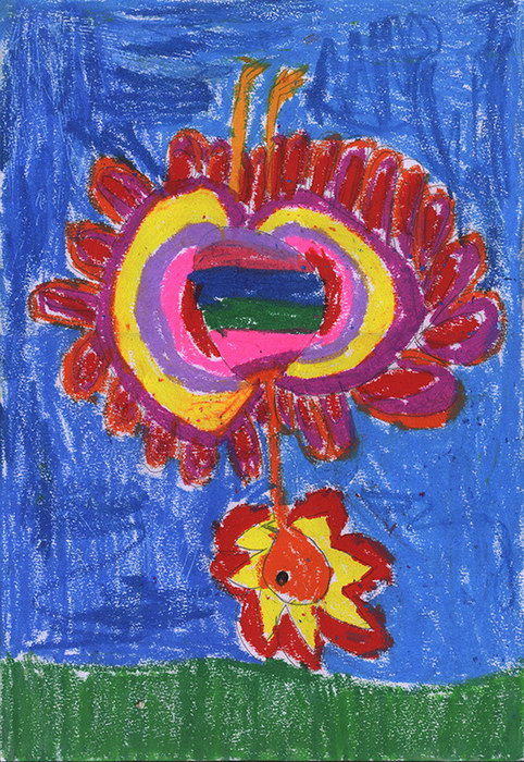 Inverted Bird#Silky Crayon Painting#