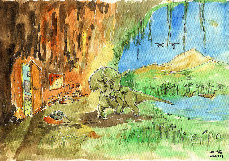 My Triceratop#Pen Light Color Painting#