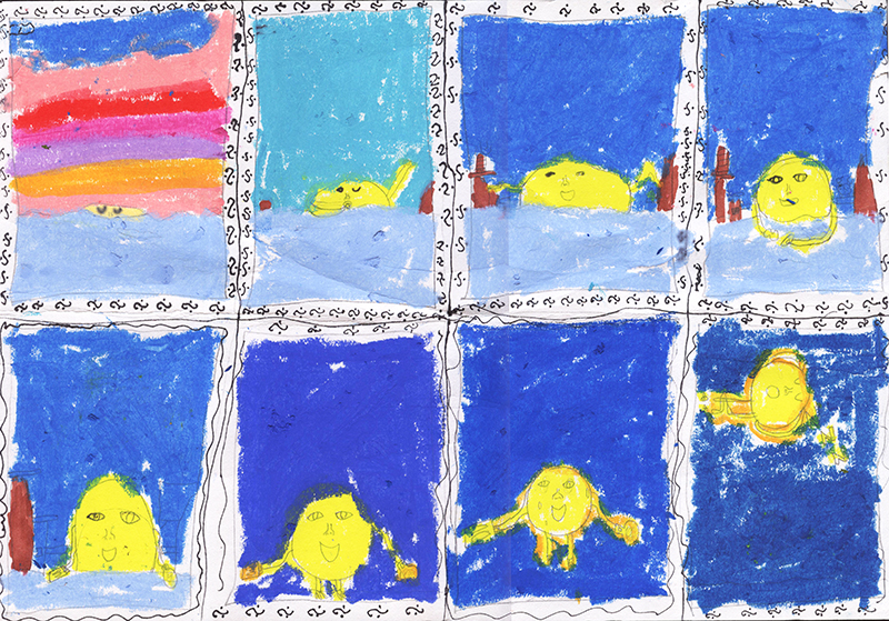 Sun#Silky Crayon Painting#