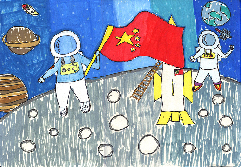 Landing on the moon+#Acrylic Marker painting#